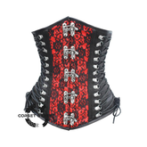 Black And Red Satin Net Overlay Gothic Waist Training Steampunk Underbust Corset
